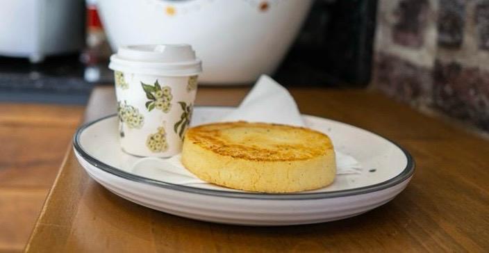 Cheese arepa with coffe